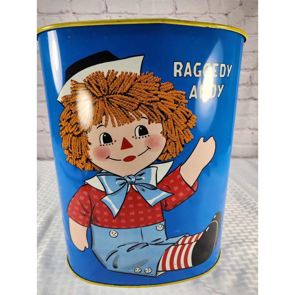 Retro Raggedy Ann & Andy 1972 The Bobbs-Merrill Co USA CHEINCO REFUSE TRASH CAN